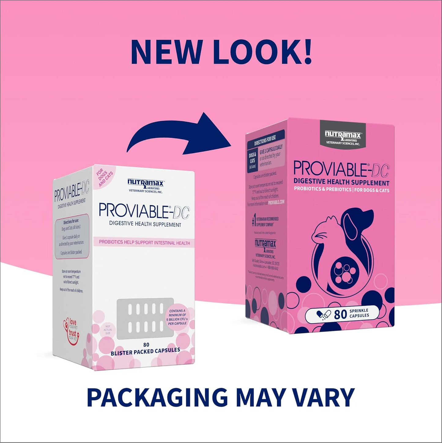 Proviable™ Dog & Cat Probiotics with Prebiotics – 80 Capsules